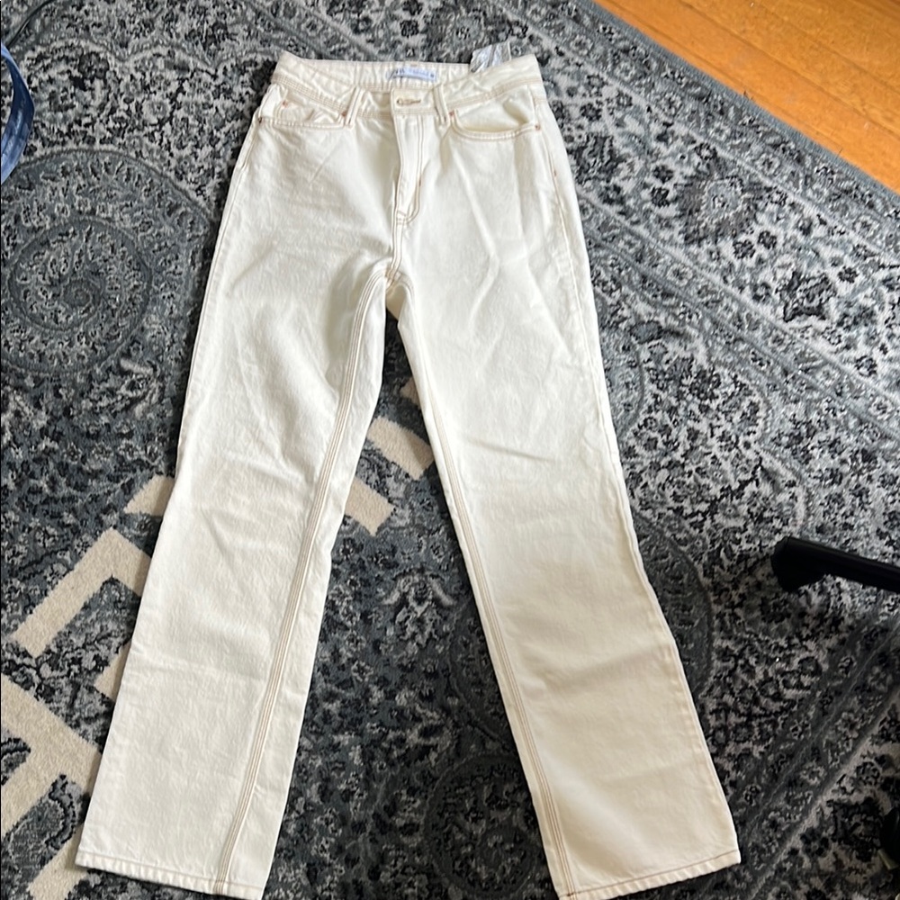 Zara Off-White Straight Leg Pants